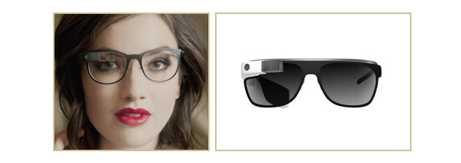 구글 글래스용 티타늄 안경테(좌)와 클래식 스타일 선글래스(우)