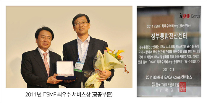 2011년 itSMF 최우수 서비스상(공공부문) 및 상패