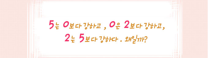 5는 0보다 강하고,0은 2보다 강하고, 2는 5보다 강하다.왜일까?